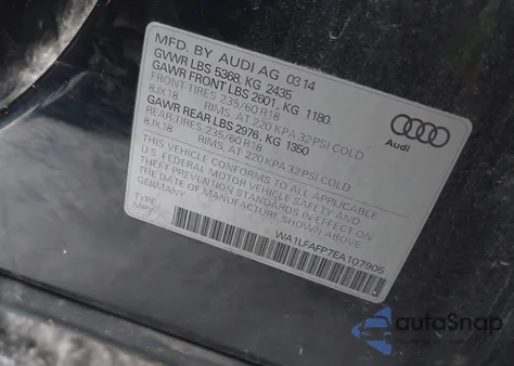 2014 Audi Q5 2.0T Premium из США, поврежденный, VIN WA1LFAFP7EA107905